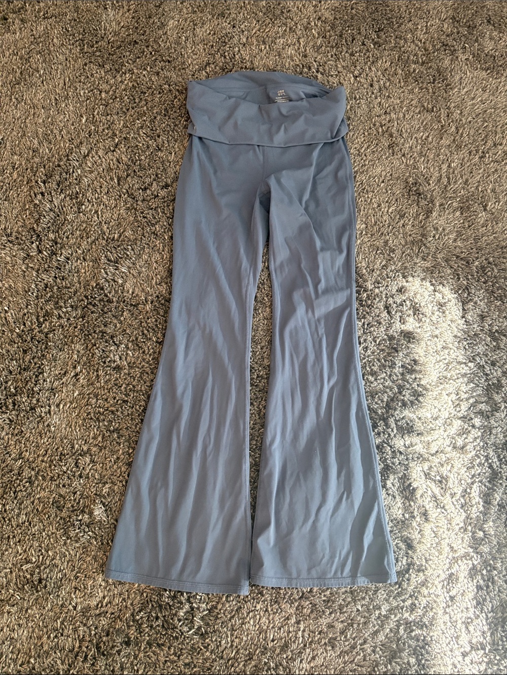 JoyLab Fold-Over Waist Flared Leggings in Dusty Blue
